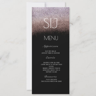 Wedding Logo Ombre Glitter Violet BW Dinner Menu