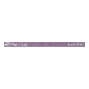 Wedding Logo Pink Cotton Plant Couples Name Date Satin Ribbon