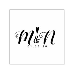 Wedding Logo Rustic Simple Heart Hand-Drawn Self-inking Stamp