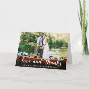 Wedding Love and Thanks Bride Groom Photo Fold Thank You Card