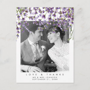 wedding love and thanks photo postcard lavender