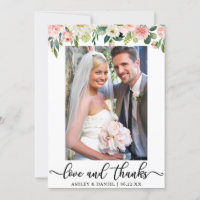 Wedding Love and Thanks Pink Blush Floral Photo