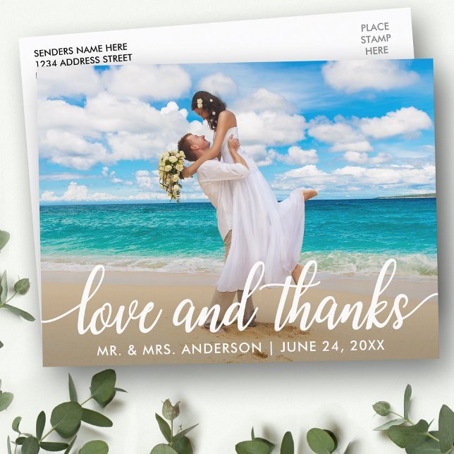 Wedding Love and Thanks | Thank You Photo Postcard (Customize to change your personalized text size or text style.)