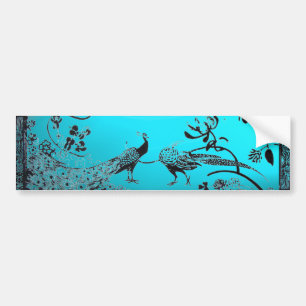 WEDDING LOVE BIRDS  black and blue Bumper Sticker