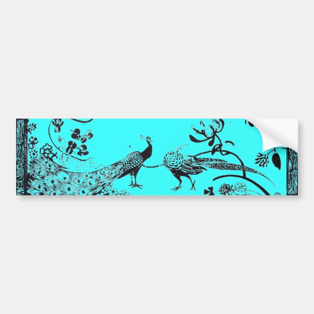 WEDDING LOVE BIRDS  black and blue Bumper Sticker (Front)