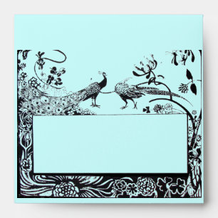 WEDDING LOVE BIRDS , black and blue Envelope