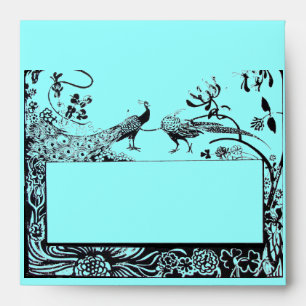 WEDDING LOVE BIRDS , black and blue Envelopes