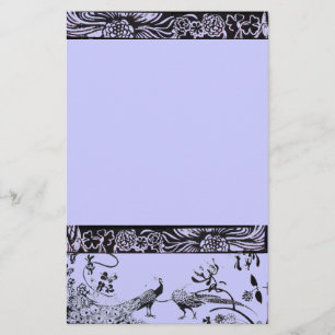 WEDDING LOVE BIRDS  black and blue Stationery