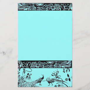 WEDDING LOVE BIRDS  black and blue Stationery