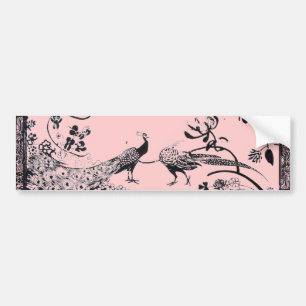 WEDDING LOVE BIRDS  black and pink Bumper Sticker