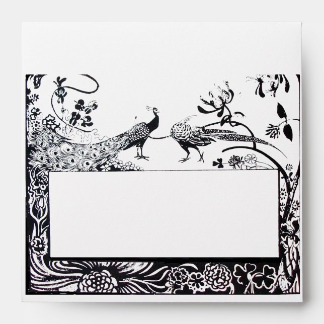 WEDDING LOVE BIRDS , black and white Envelopes (Front)