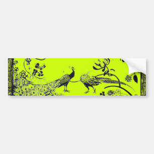 WEDDING LOVE BIRDS  black and yellow green Bumper Sticker