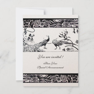 WEDDING LOVE BIRDS ,black champagne metallic paper Invitation
