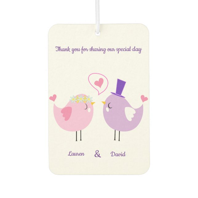 Wedding Love Birds Car Air Freshener (Front)