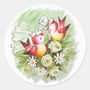 Wedding Love Birds Classic Round Sticker
