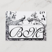 WEDDING LOVE BIRDS MONOGRAM ,black and white Business Card (Back)