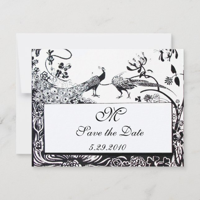 WEDDING LOVE BIRDS MONOGRAM,black and white Invitation (Front)
