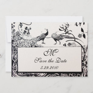 WEDDING LOVE BIRDS MONOGRAM,black,gold metallic Invitation