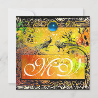 WEDDING LOVE BIRDS MONOGRAM black yellow blue