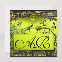 WEDDING LOVE BIRDS MONOGRAM black yellow topaz