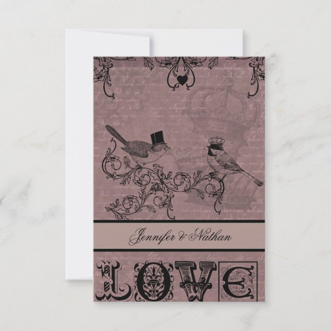 Wedding Love Birds RSVP Card (Front)
