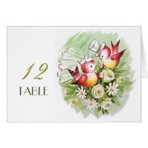 Wedding Love Birds Table Place Number Card