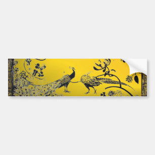 WEDDING LOVE BIRDS,Yellow Black Peacocks Bumper Sticker