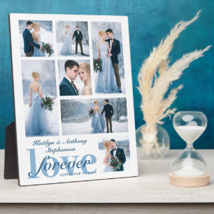 Wedding LOVE FOREVER Photo Collage Custom Colour Plaque