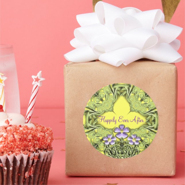 Wedding Love Happily Ever After Classic Round Sticker (Party)