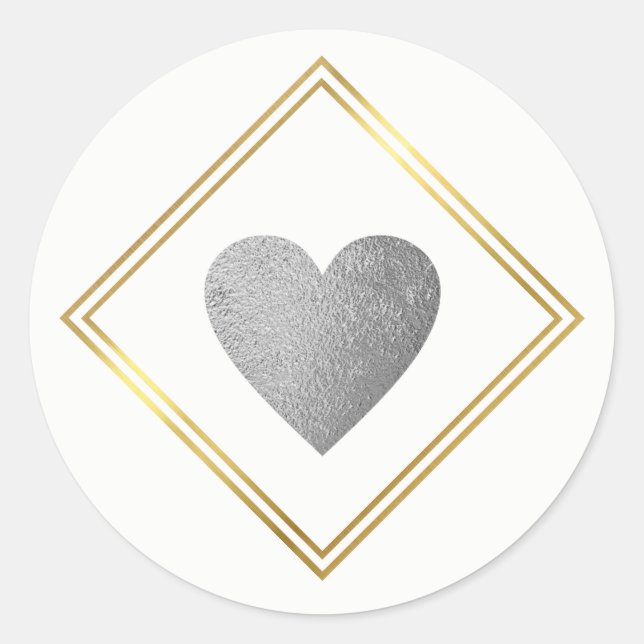 wedding love heart  classic round sticker (Front)