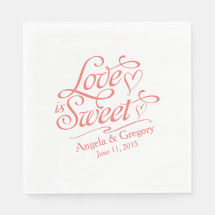 Wedding   Love is Sweet Candy Buffet Coral Orange Napkin
