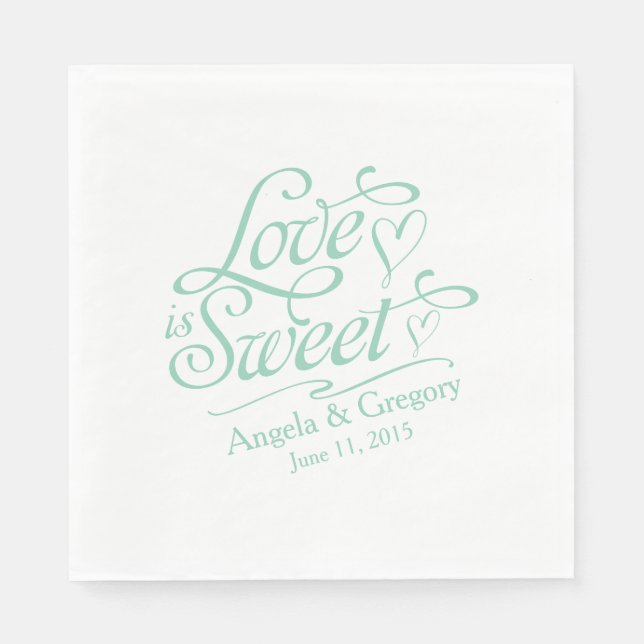Wedding | Love is Sweet Candy Buffet Mint Green Napkin (Front)
