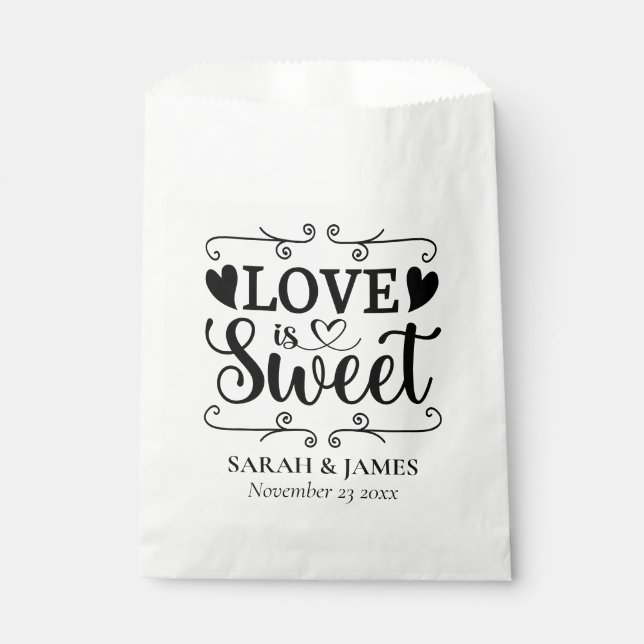 Wedding Love is Sweet Hearts Favour Bags (Front)