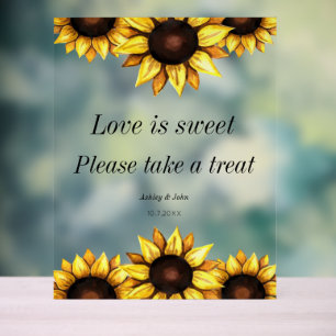 Wedding Love is Sweet Sunflower Acrylic Sign