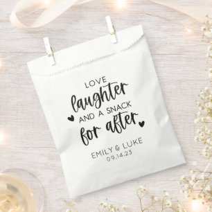 Wedding Love Laughter and Snack for after Favour Bags