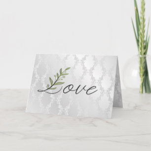 Wedding Love Leaf on Damask Card