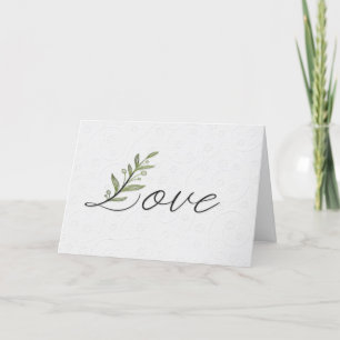 Wedding Love Leaf On Embossed White Card
