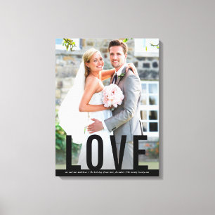WEDDING LOVE memory simple bold black type overlay Canvas Print