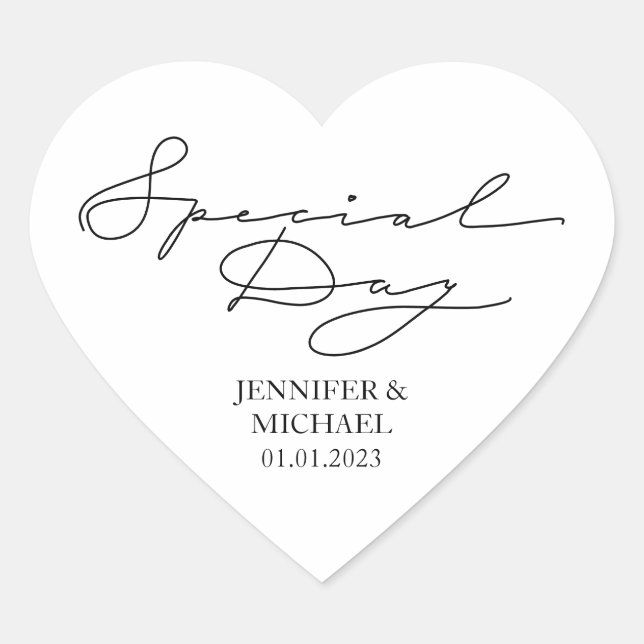 Wedding Love Newly Weds Special Day Heart Heart Sticker (Front)