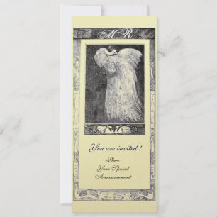 WEDDING LOVE PEACOCK MONOGRAM ,black white Invitation
