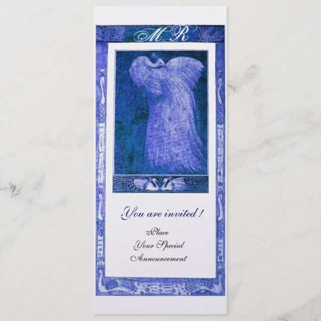 WEDDING LOVE PEACOCK MONOGRAM Blue White Programme (Front)