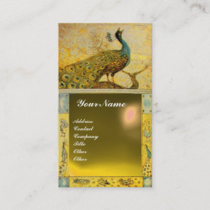 WEDDING LOVE PEACOCK MONOGRAM brown yellow topaz Business Card