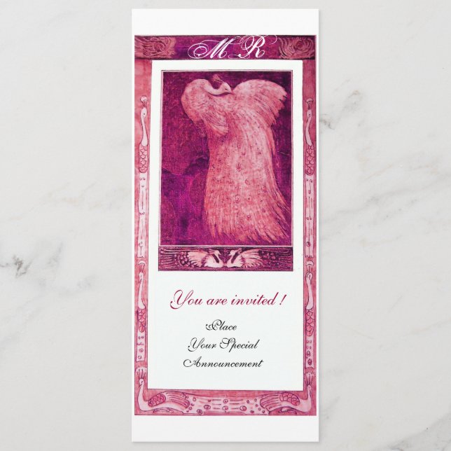 WEDDING LOVE PEACOCK MONOGRAM Pink White Programme (Front)