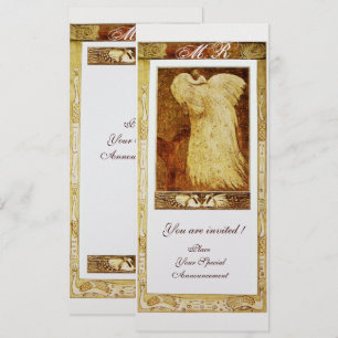 WEDDING LOVE PEACOCK MONOGRAM White Pearl Invitation