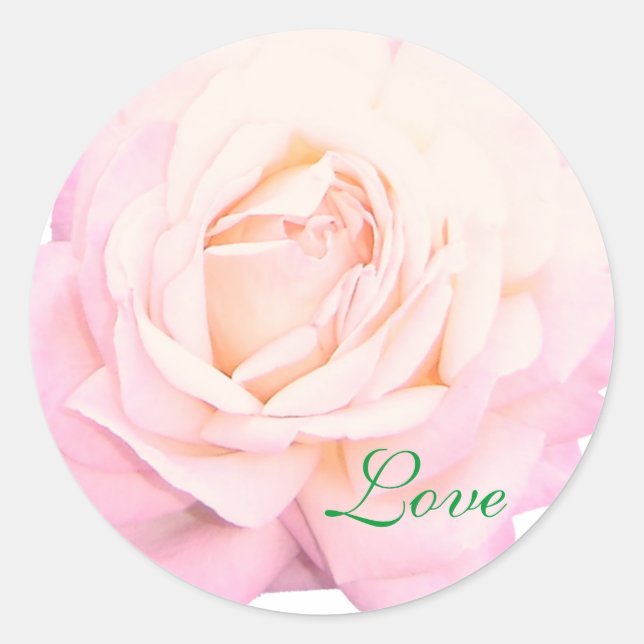 Wedding Love Pink Rose Stiker Classic Round Sticker (Front)