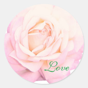 Wedding Love Pink Rose Stiker Classic Round Sticker