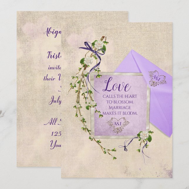 Wedding Love Quote with Floral Branch Invitation (Front/Back)