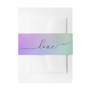 Wedding Love Script On Gradient Rainbow Invitation Belly Band