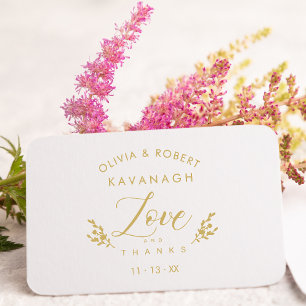 Wedding Love & Thanks Quote Chic Botanical Elegant Rubber Stamp