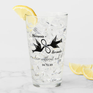 Wedding Lovebirds Infinity   Custom Couples Names Glass